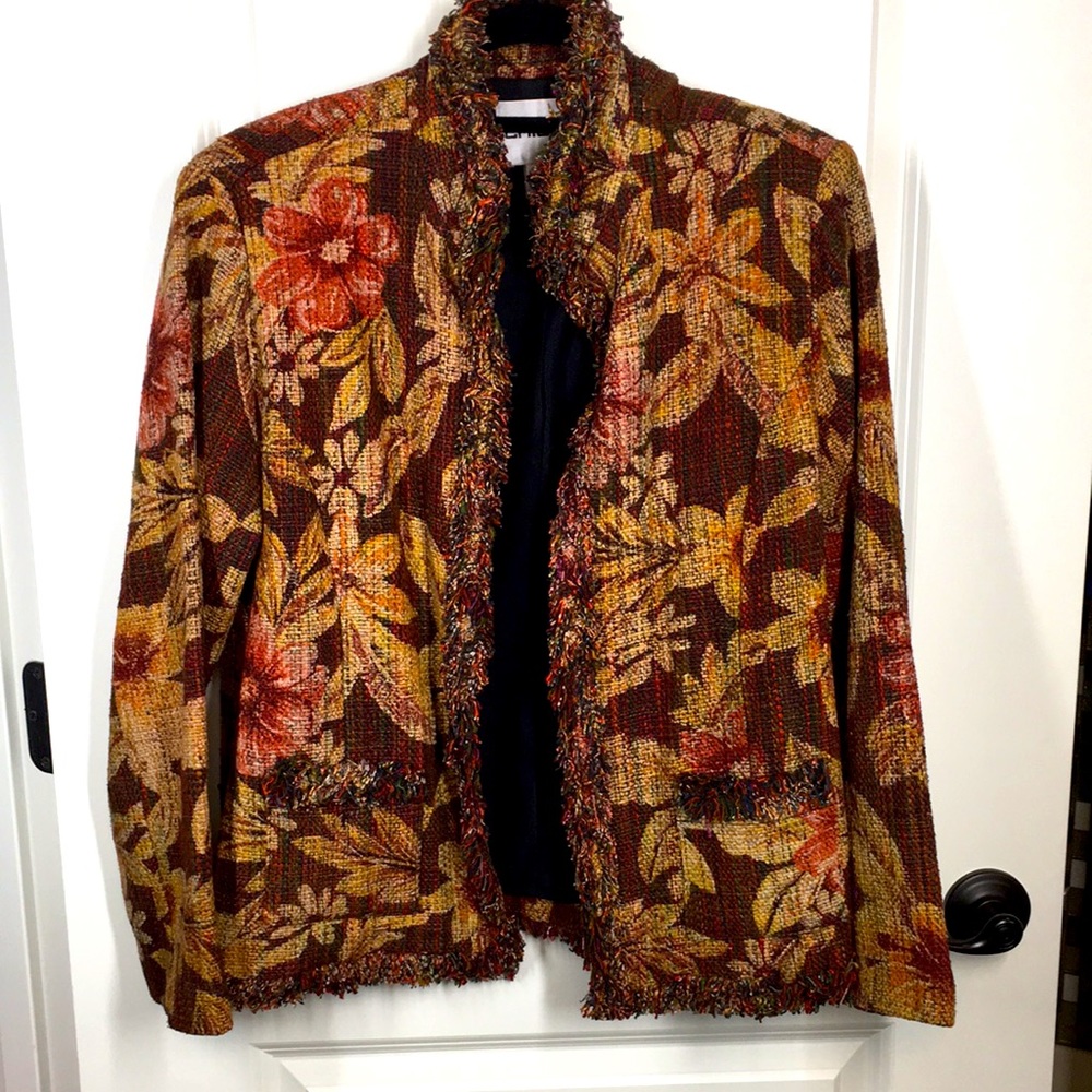 Chico’s 1 Silk blend jacket rust orange burgundy